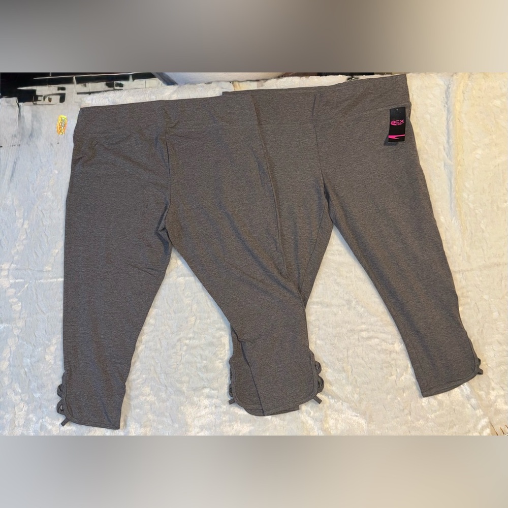 2 pair - ACX Active Gray Leggings with Ruffle Detail